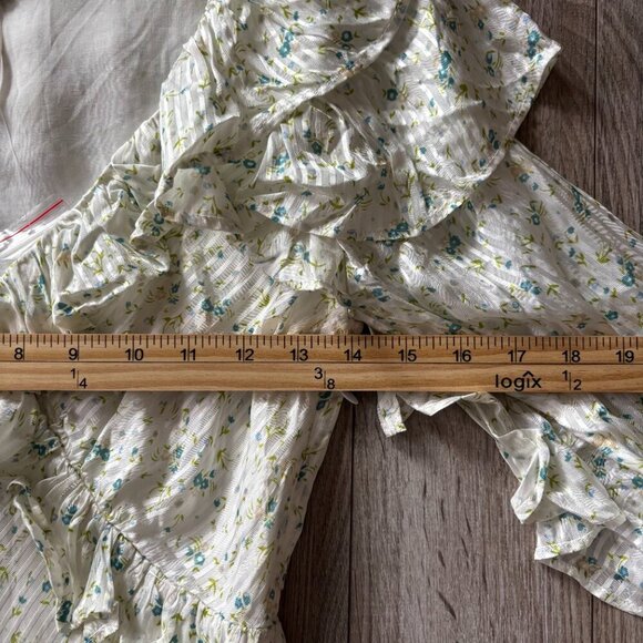 Free People Sweetest Thing Mini Dress with Ruffles White and Blue Floral Size 0 - Picture 12 of 14